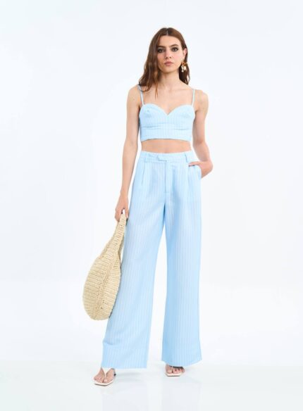 Calça Linho Listrado Colcci