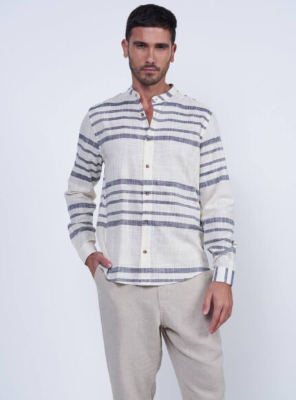 Camisa Linho Listrada Relax Colcci