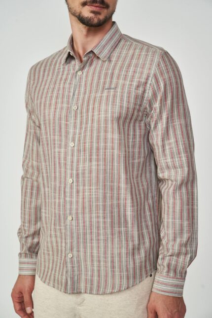 Camisa Linho Listrada Relax Colcci